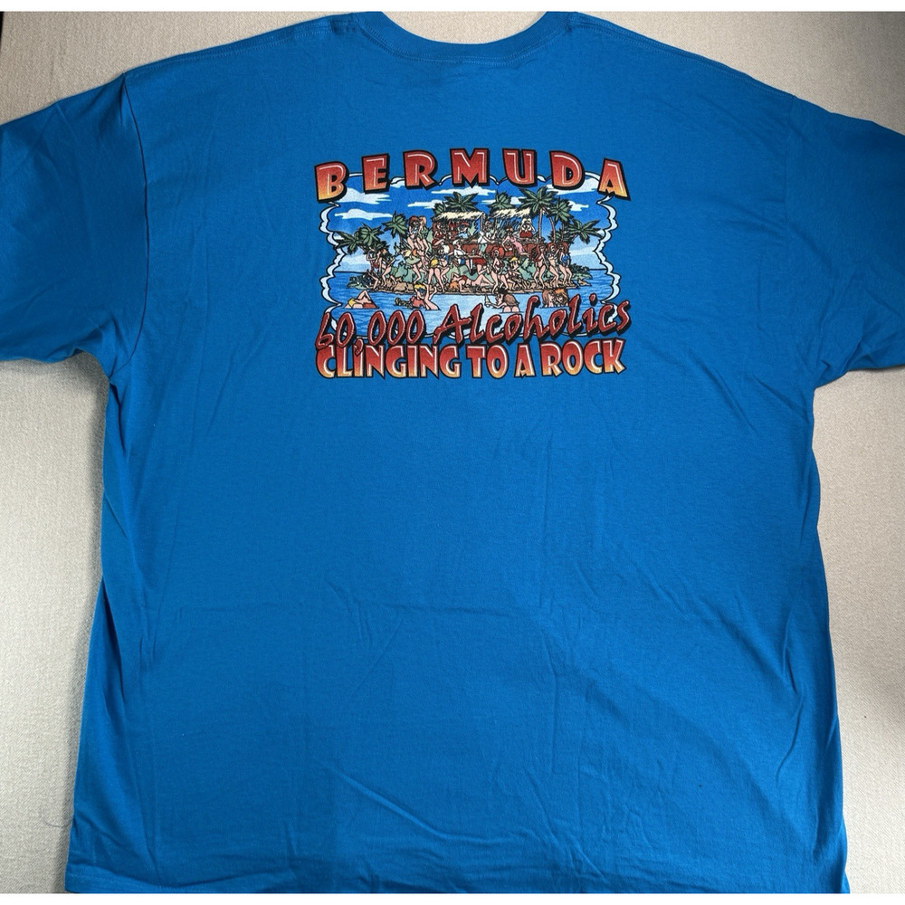 Vintage Gildan Rum Bum Beach Bar T-Shirt 2XL Men's Blue - Horseshoe Bay, Bermuda - Picture 3 of 6